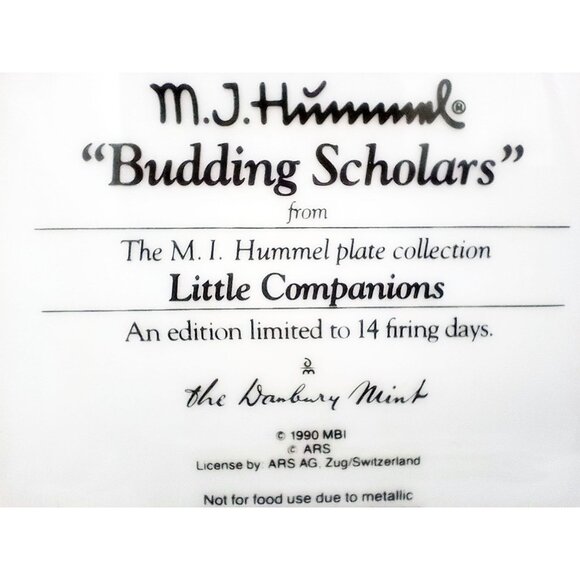 MJ Hummel Budding Scholars Plate Little Companions Danbury Mint Limited Edition - Picture 10 of 12